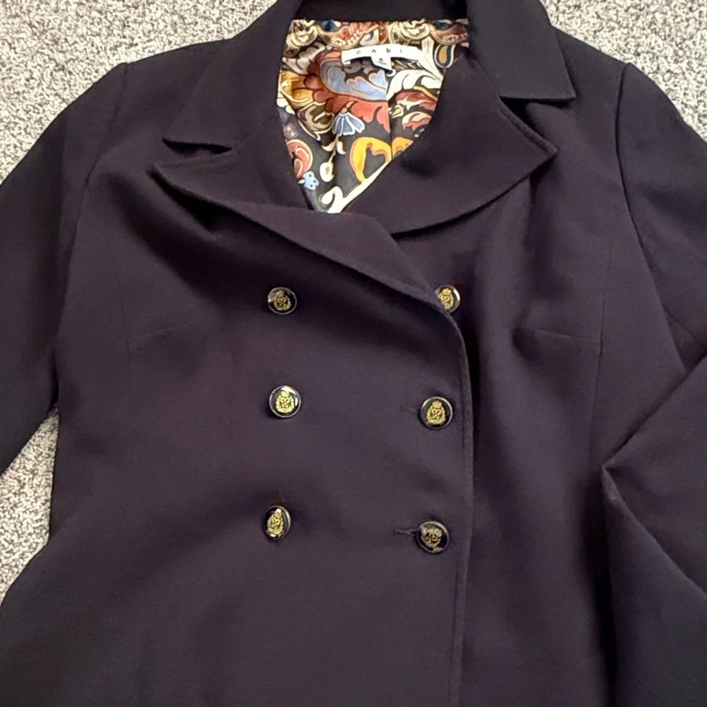 Cabi black blazer with gold detail buttons size 6